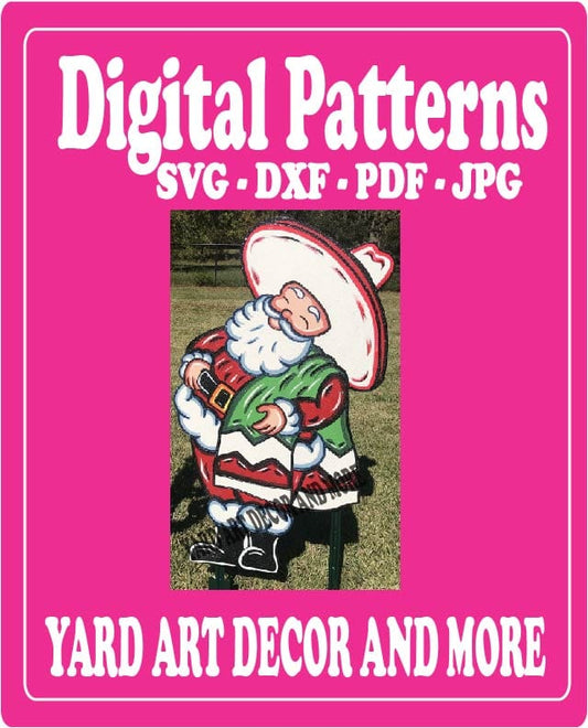 Christmas Santa Sombrero Yard Art Digital Template