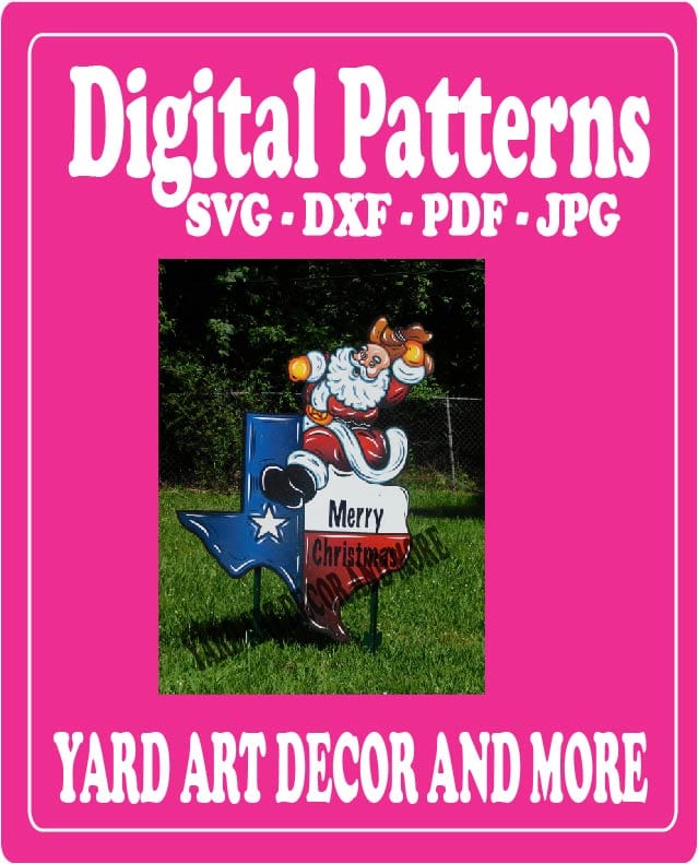 Christmas Santa on Texas Yard Art Digital Template