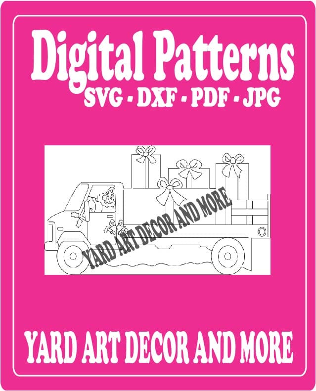 Christmas Santa Driving Truck Yard Art Digital Template