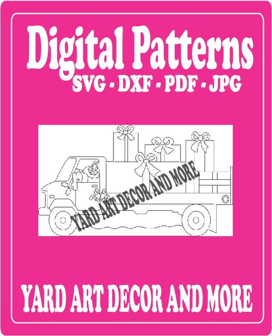 Christmas Santa Driving Truck Yard Art Digital Template