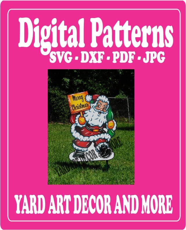 Christmas Santa Waves Sign Yard Art Digital Template