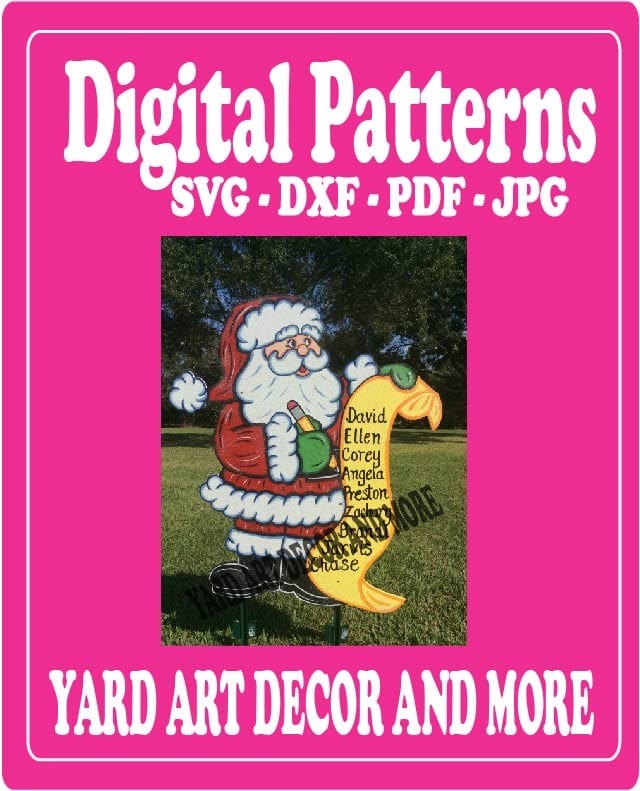 Christmas Santa List Yard Art Digital Template