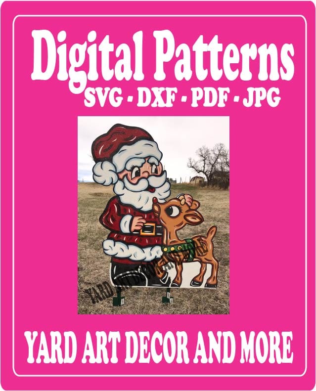 Christmas Santa Rudolph Yard Art Digital Template