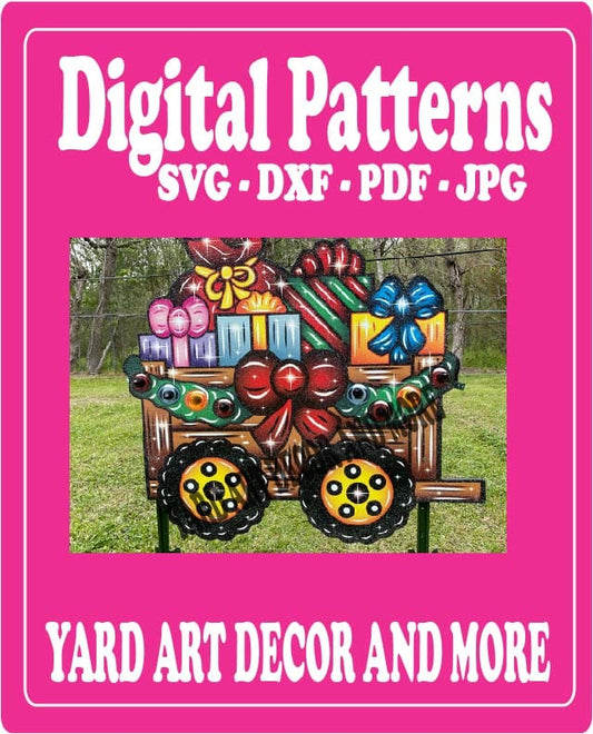 Christmas Santa Tractor Trailer Yard Art Digital Template
