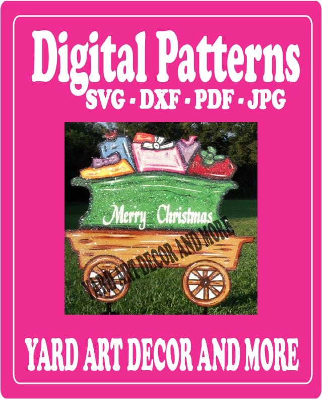 Christmas Santa Wagon of Presents Yard Art Digital Template