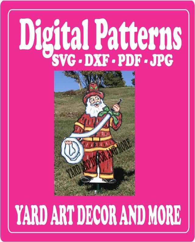 Christmas Santa Fireman Yard Art Digital Template