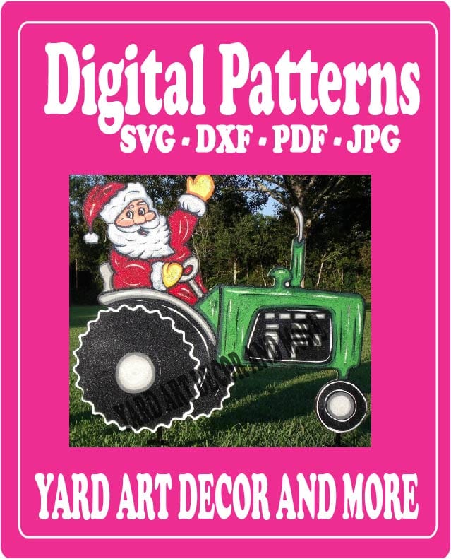 Christmas Santa Drives a Tractor Yard Art Digital Template