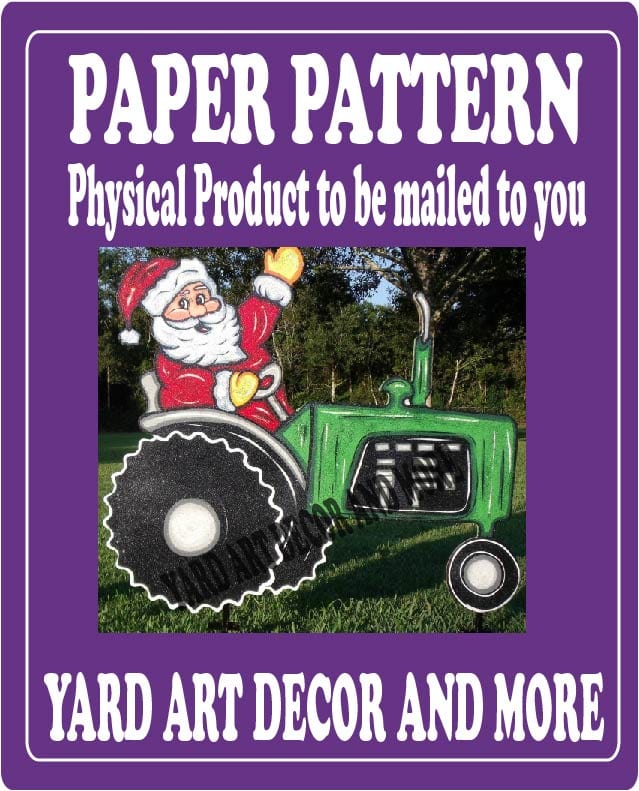 Christmas Santa Drives a Tractor Yard Art Paper Pattern
