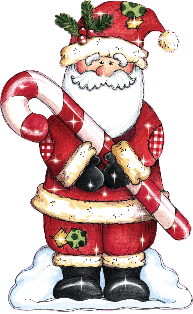 Santa Claus with Candy Cane Yard Sign