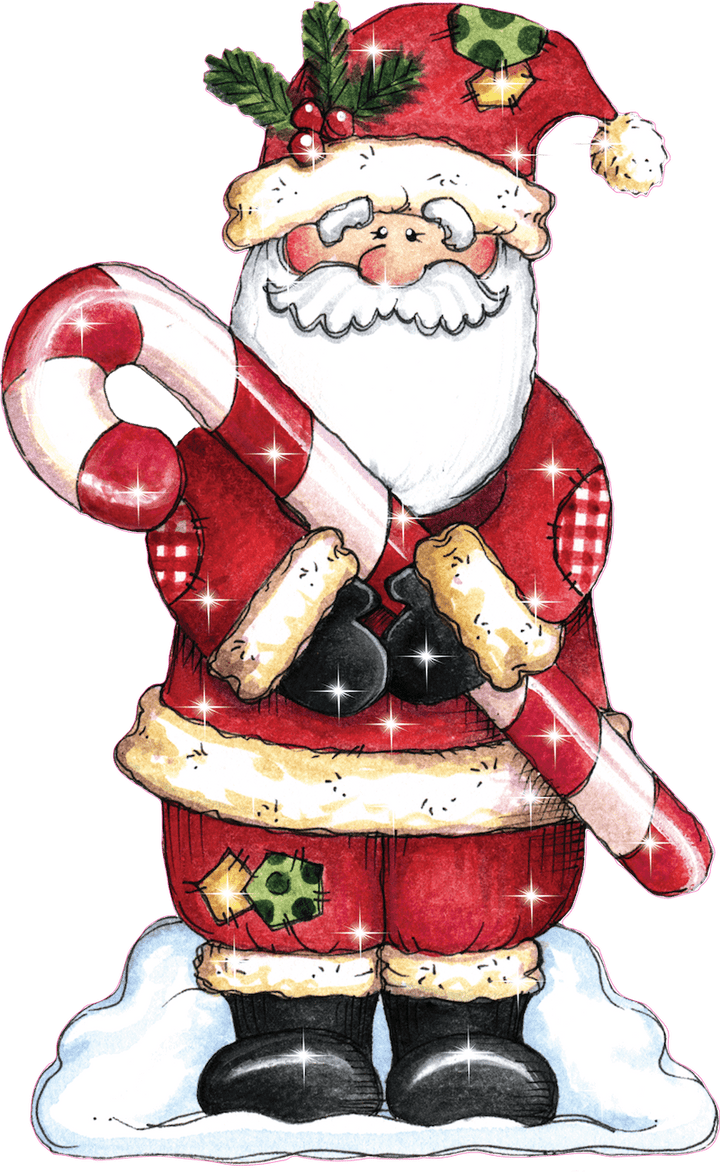 Santa Claus with Candy Cane Yard Sign