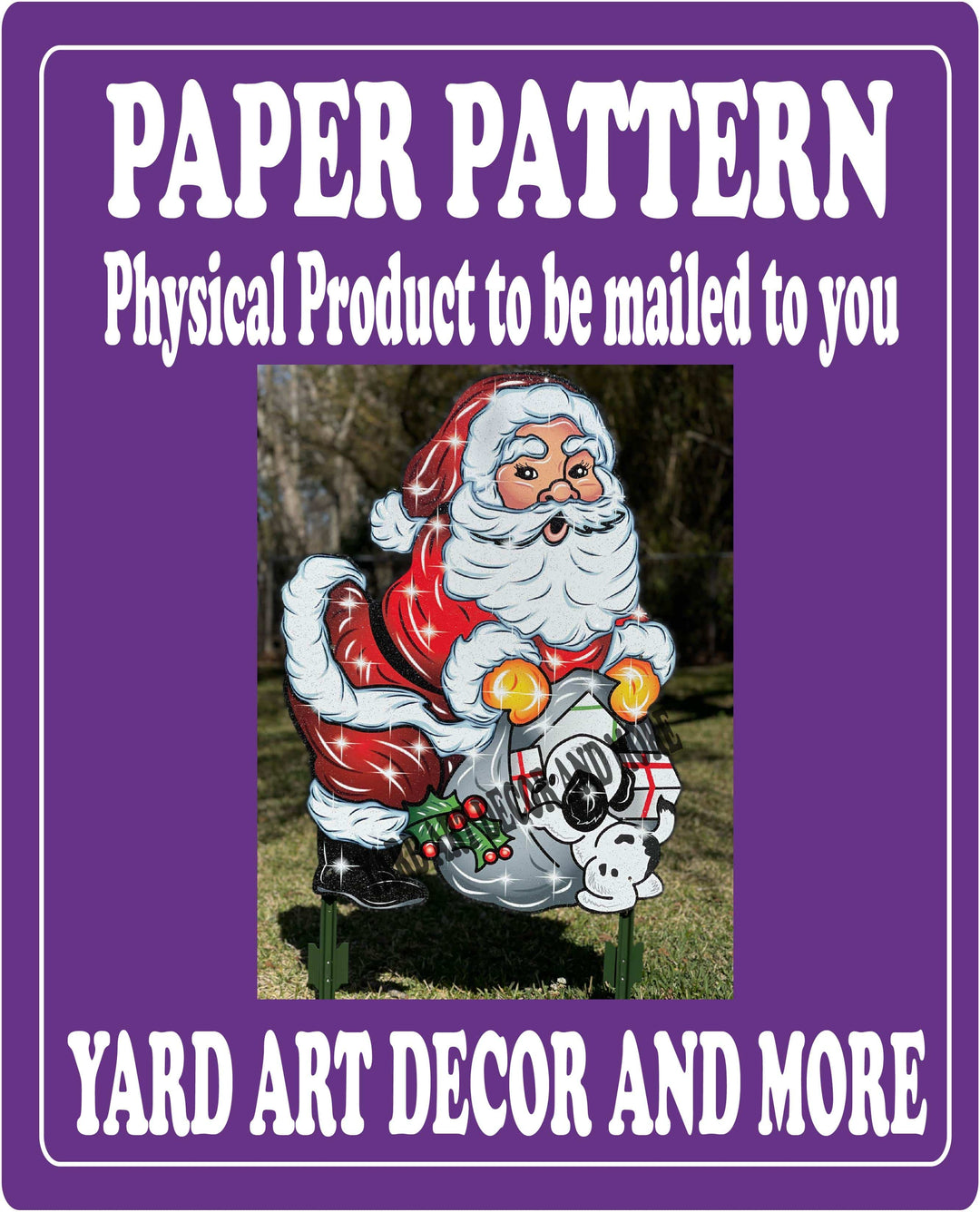 Christmas Santa with Dog in Christmas Bag paper pattern