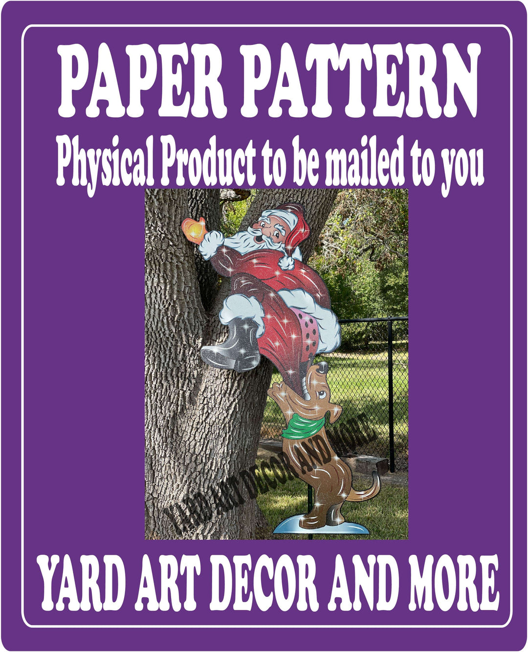 Christmas Dog Pulls Santa Yard Art Paper Pattern