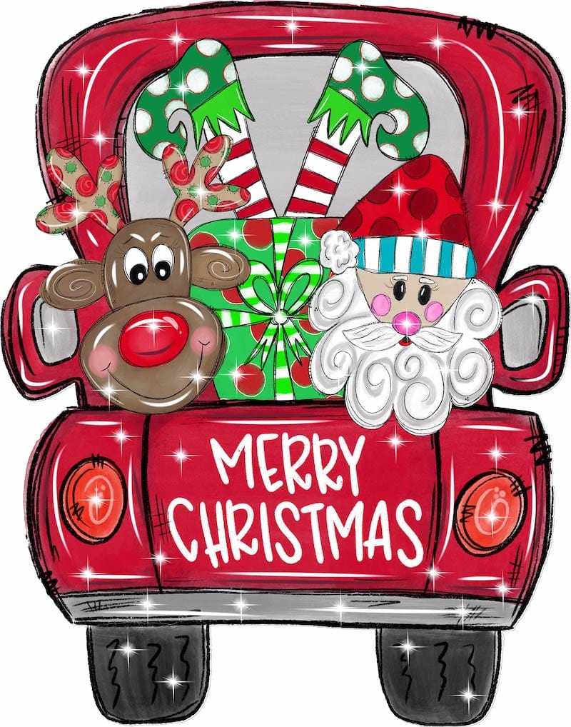 Santa Rudolph Merry Christmas Truck yard art decoration