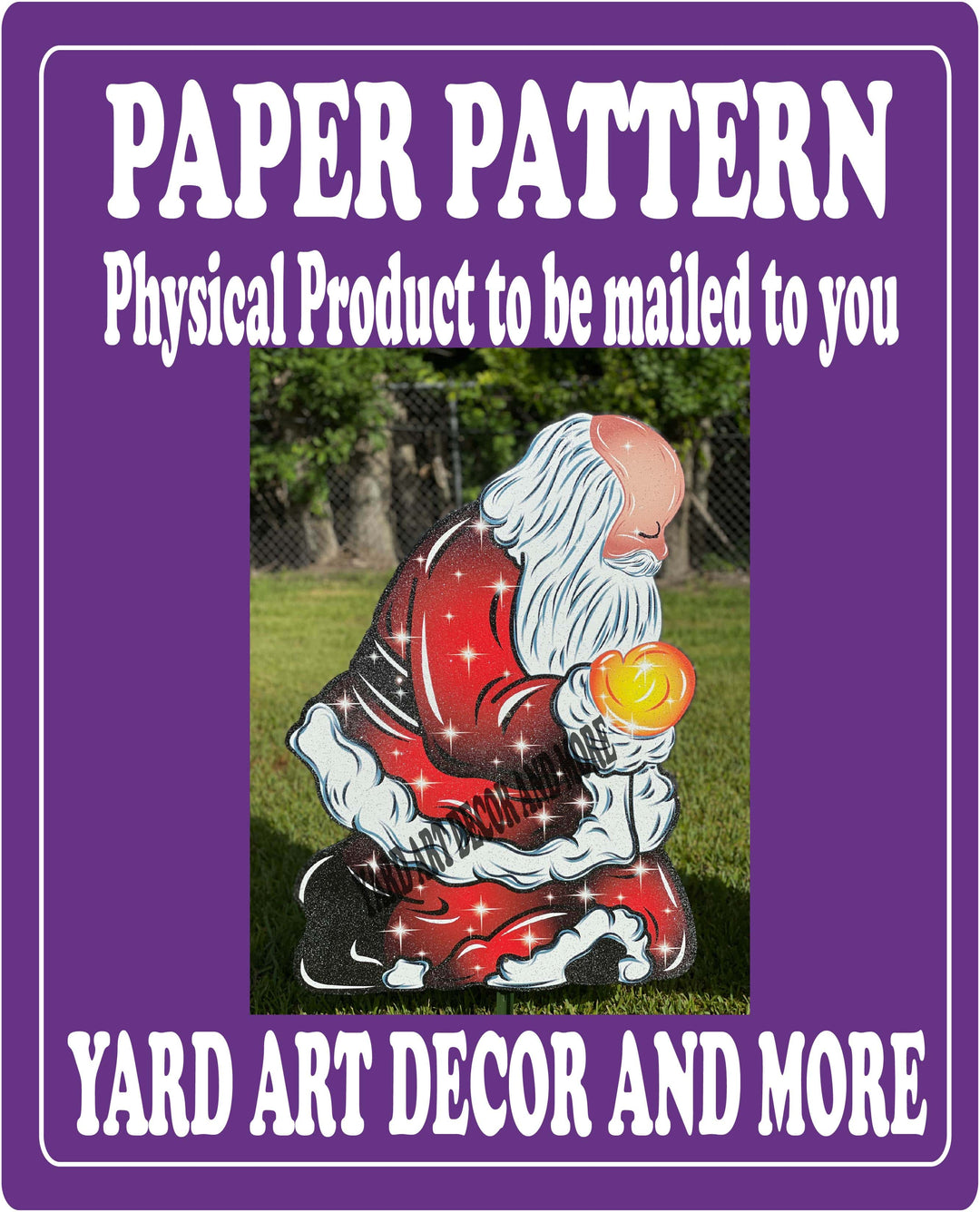 Praying Santa Christmas yard art decor paper pattern