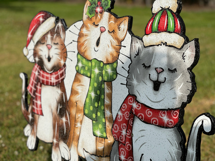 Christmas Cat Singing Trio Yard Decoration