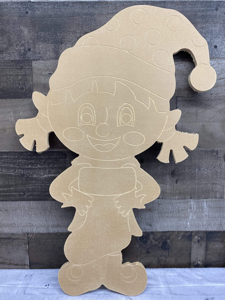 Christmas Yard Art Girl Elf with Stocking Blank Ready to be painted by you