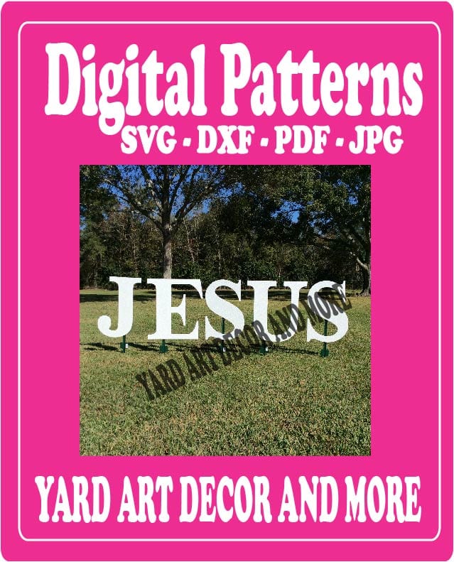 Christmas Silhouette JESUS Letters Yard Art Digital Template