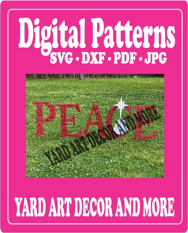 Christmas Silhouette PEACE Letters Yard Art Digital Template