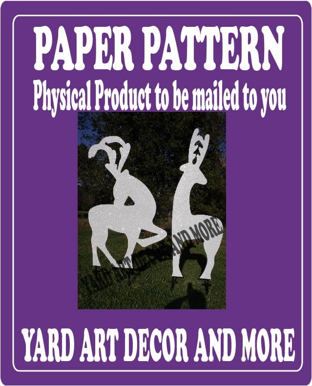 Christmas White Glitter Silhouette Tall Deer Yard Art Paper Pattern