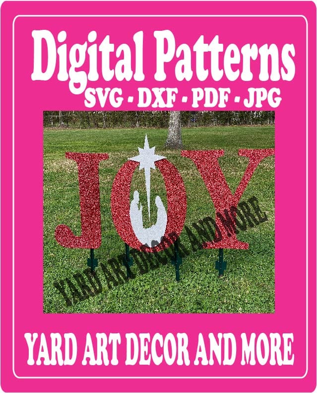 Christmas Silhouette JOY Letters Yard Art Digital Template 