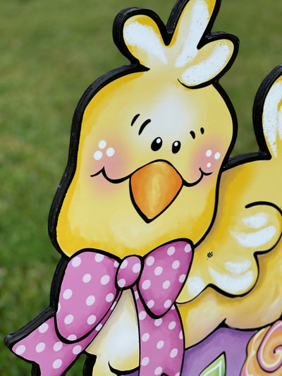 Easter Chick on Egg Yard Sign Decoration