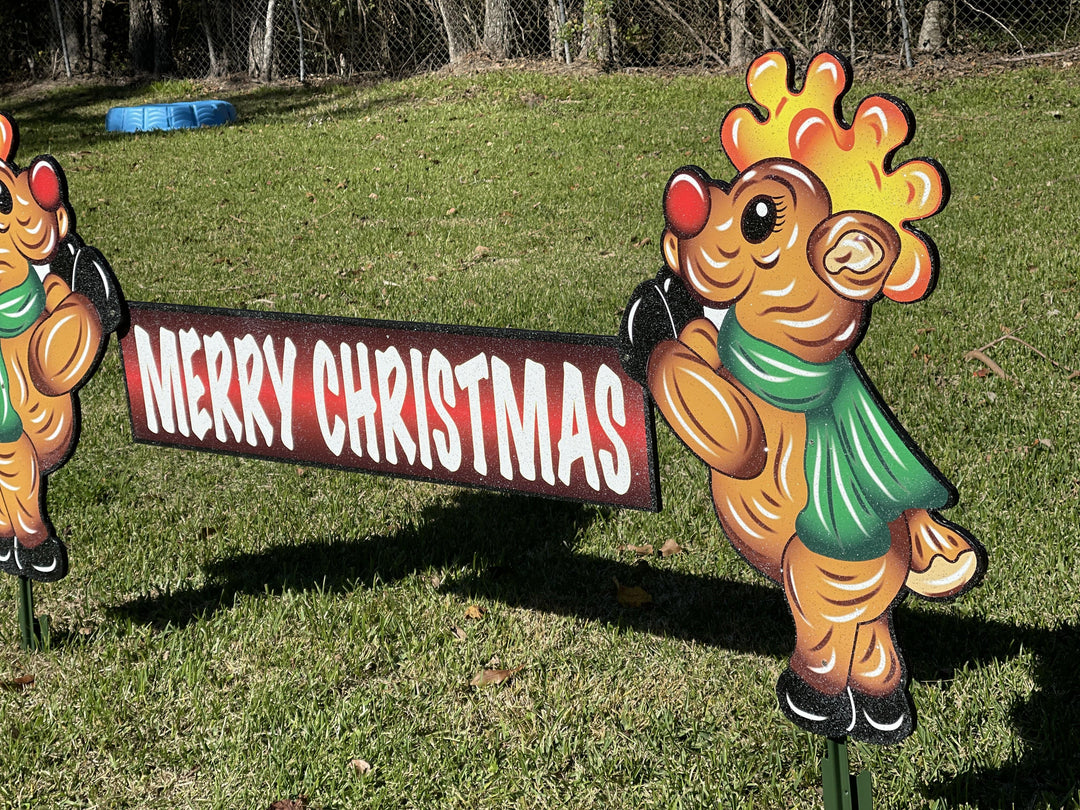 Reindeer Merry Christmas Sign