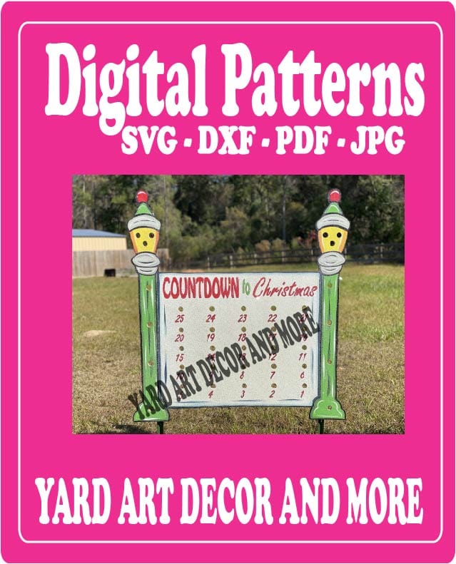 Countdown Yards Christmas Lighted Countdown Yard Art - SVG - DXF - PDF - JPG Files ...