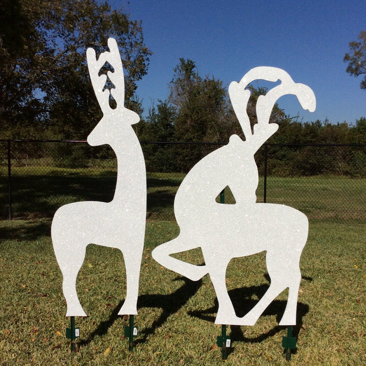 Christmas White Glitter Silhouette Tall Deer Yard Art Paper Pattern