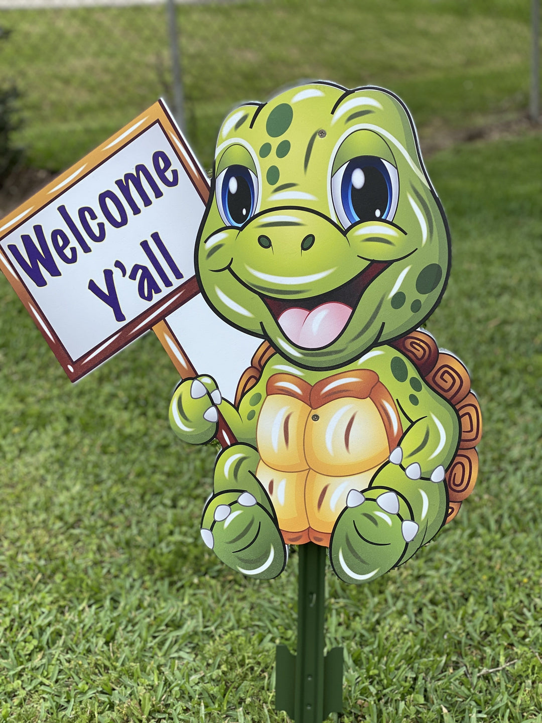 turtle welcome sign yard art
