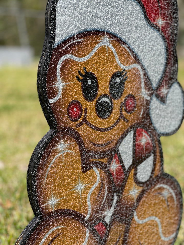 Christmas Gingerbread Baby wearing a Stocking Hat Yard Art