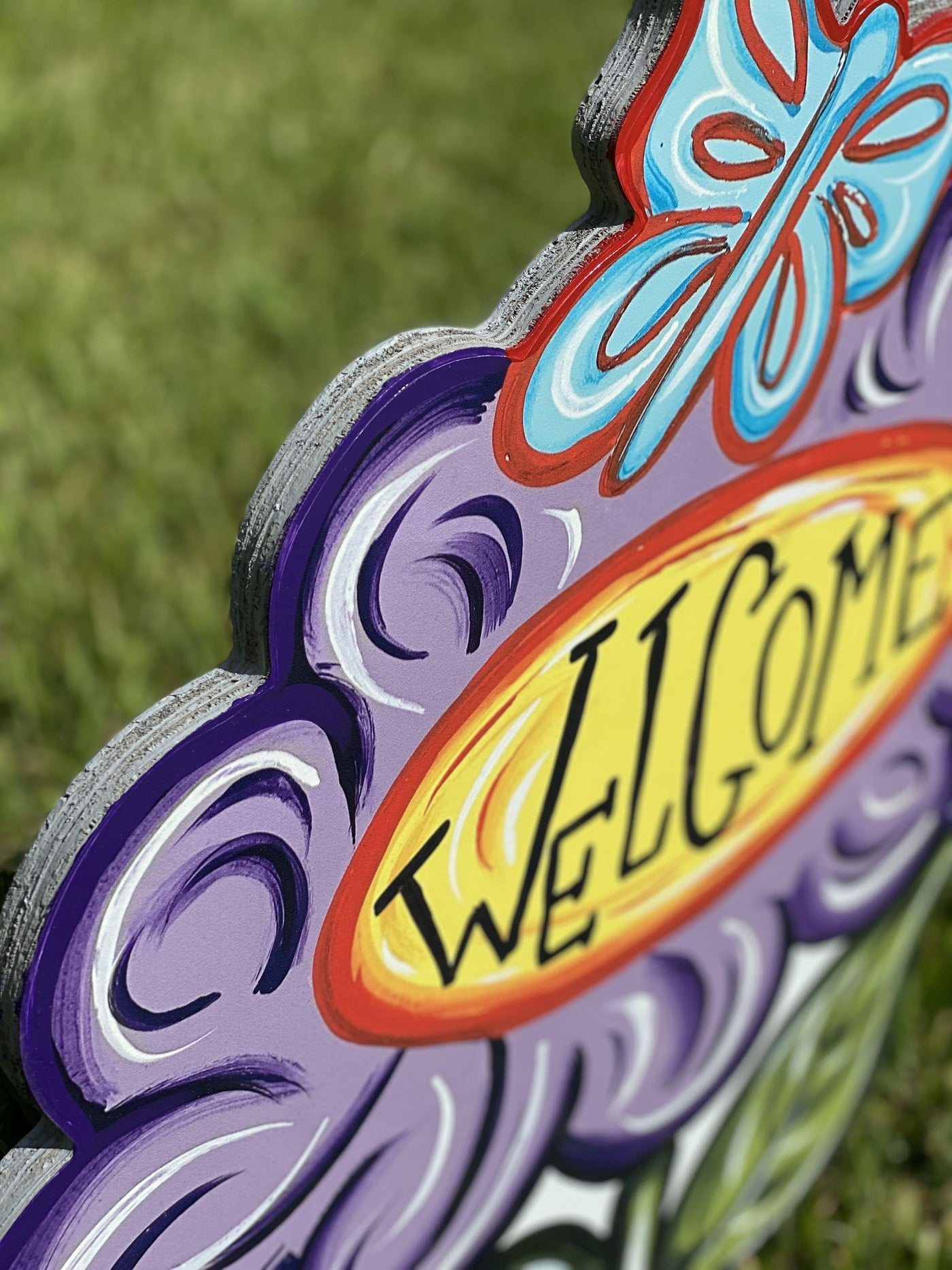 Flower with Welcome Sign Yard Decoration – Yard Art Decor and More LLC