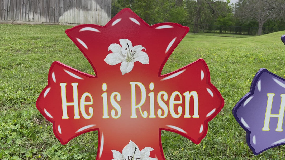 Easter He is Risen Cross Yard Art Decor