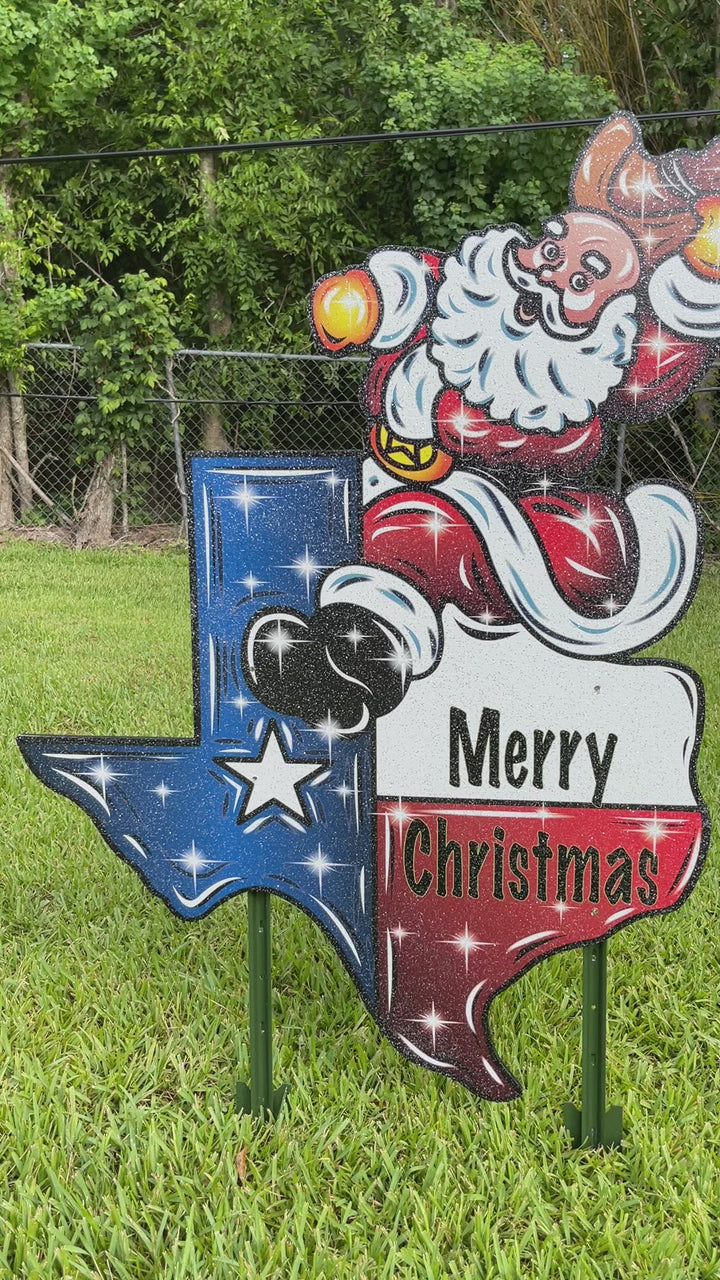 Christmas Santa Clause on Texas Yard Decoration