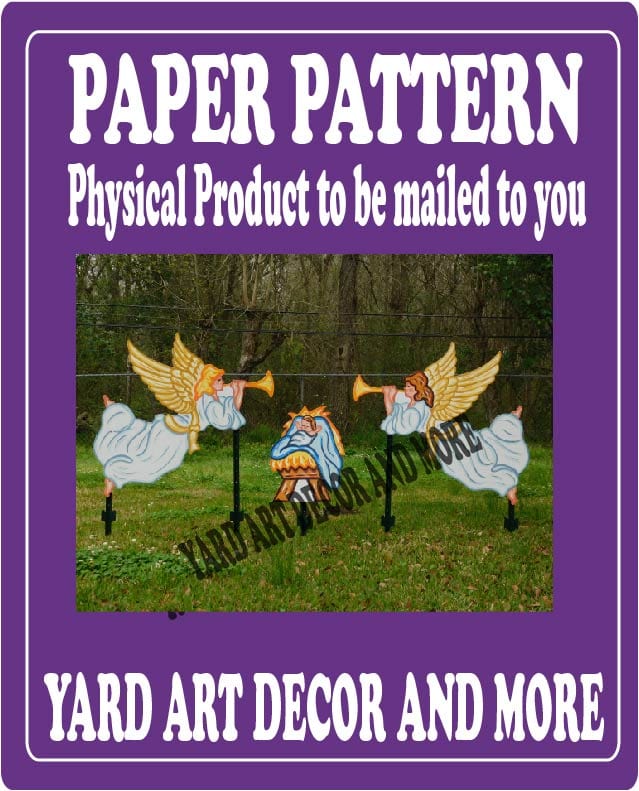 Christmas Angel Blows Trumpet Facing Left Yard Art Paper Pattern