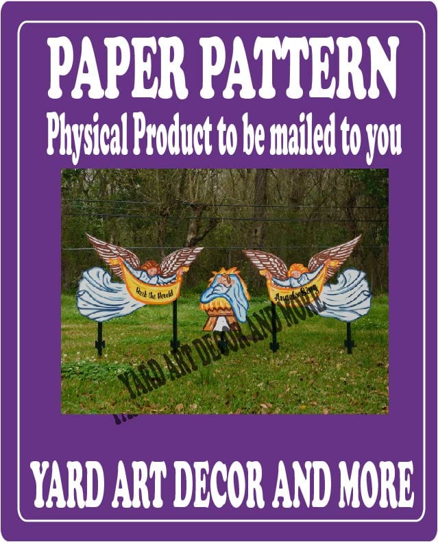 Christmas Angel Holds Banner Facing Left Yard Art Digital Template