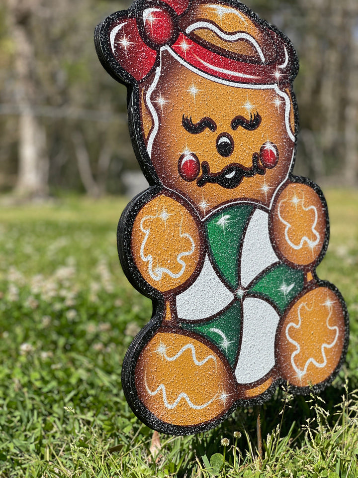 Gingerbread Baby with a Bow Christmas yard art