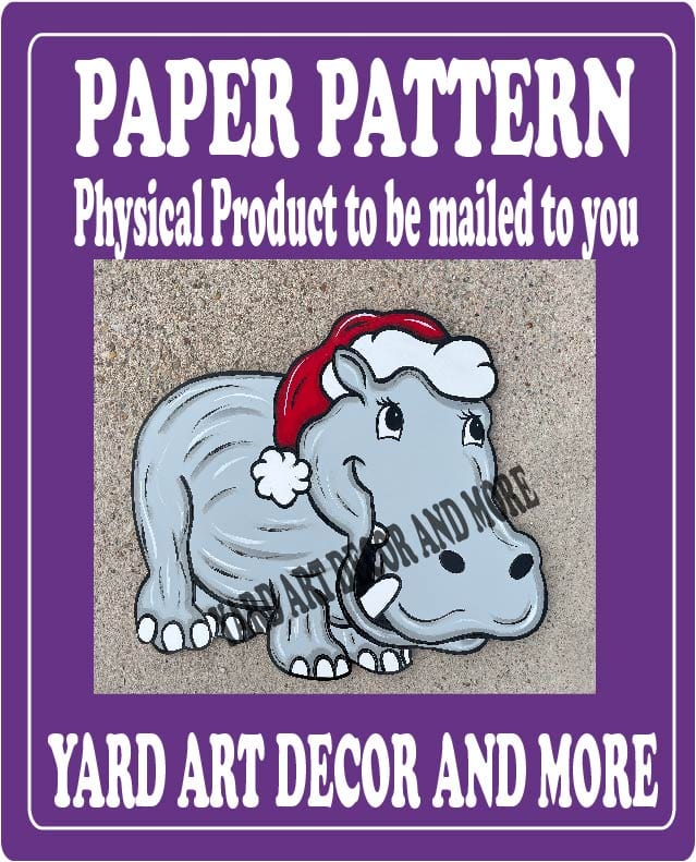 Christmas Gray Hippo Yard Art Paper Pattern