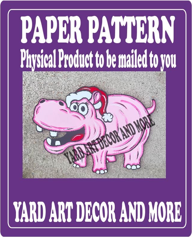 Christmas Pink Hippo Yard Art Paper Pattern