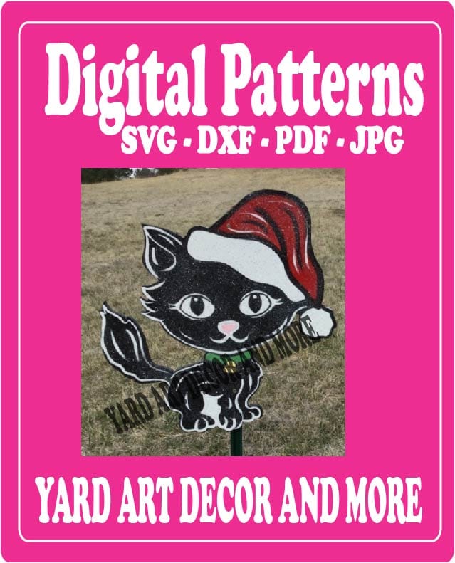 Christmas Kitty with Santa Hat Yard Art Digital Template