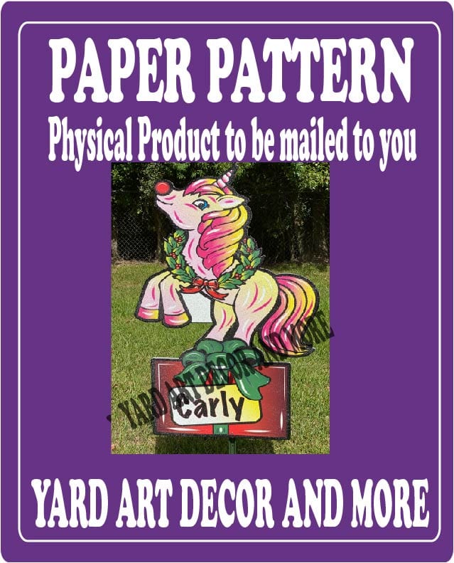 Christmas Unicorn on Present Yard Art Paper Pattern