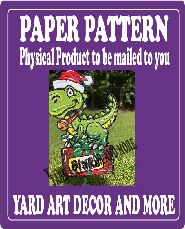 Christmas Dinosaur on Present Yard Art Paper Pattern