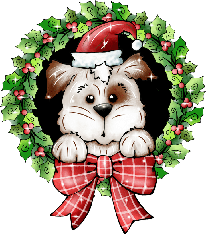 Christmas Puppy in Mistletoe Wreath Yard Decoration