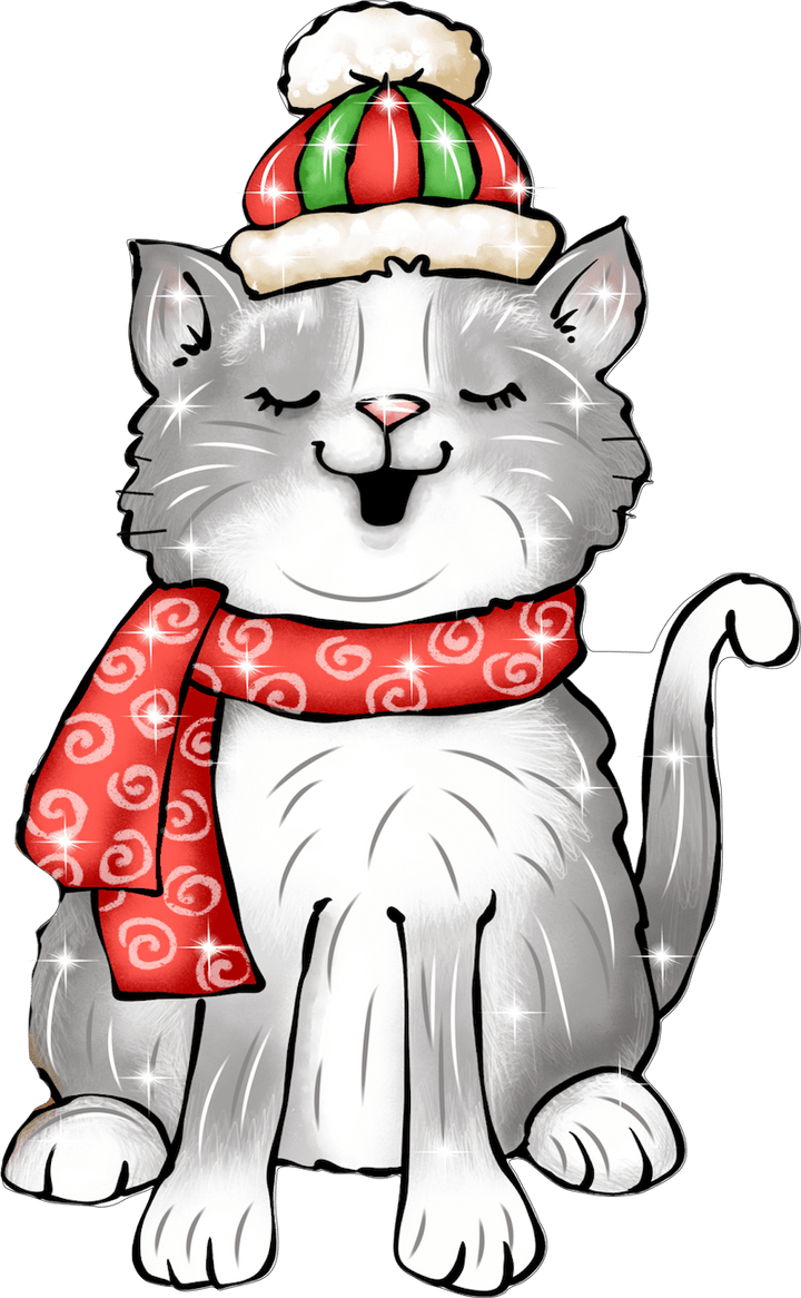 Cute Singing Christmas Kitty Yard Art Decoration