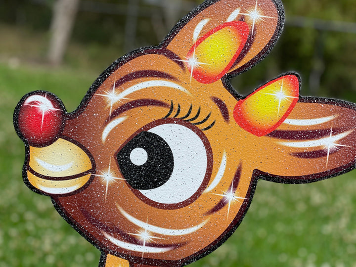 Christmas Rudolph and Elf Hermie Yard Signs