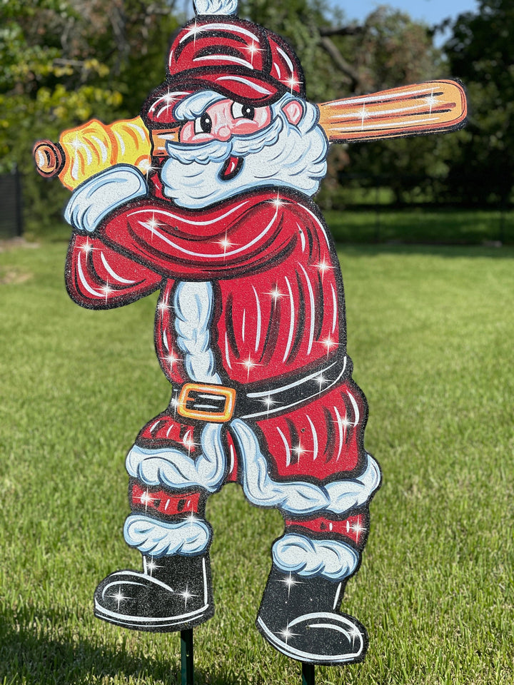 Christmas Baseball Santa Yard Decoration