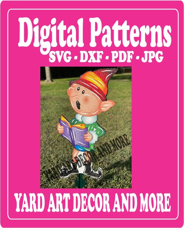 Christmas Boy Elf with Book Yard Art Digital Template