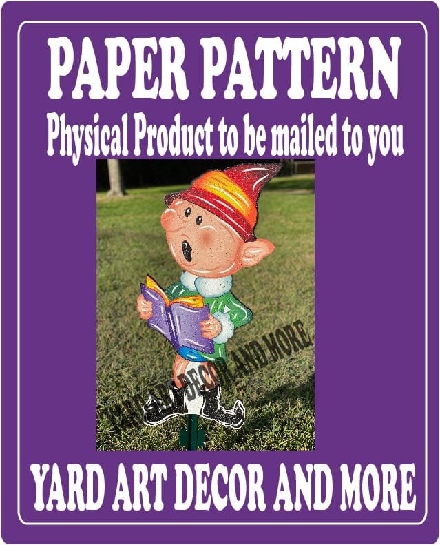 Christmas Boy Elf with Book Yard Art Paper Pattern