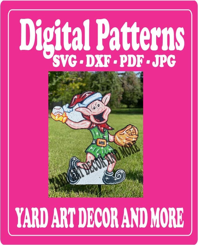 Christmas Baseball Boy Elf #2 Yard Art Digital Template