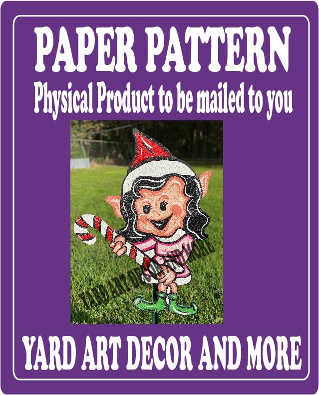 Christmas Girl Elf #1 with Candy Cane Yard Art Paper Pattern