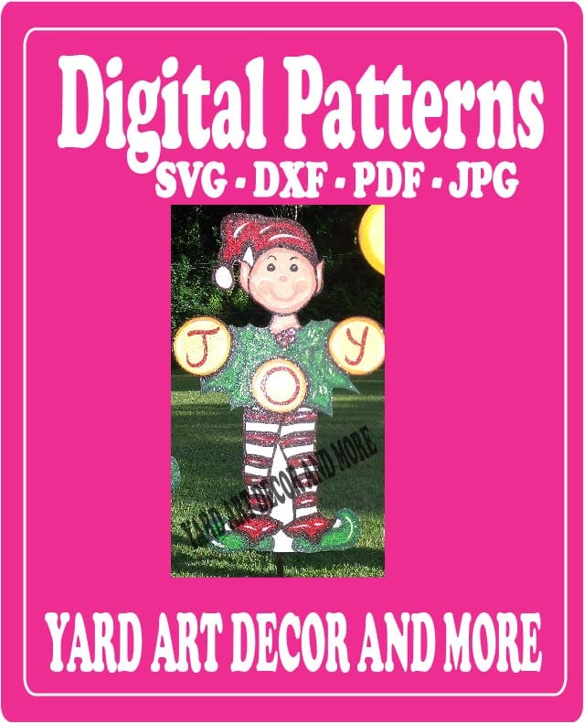 Christmas Boy Elf with JOY Letters Yard Art Digital Template